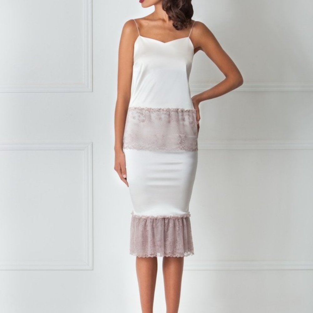 IVORY SATIN TOP & SKIRT SET